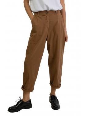Chino senza pence in cotone con elastico dietro in cotone pesante 